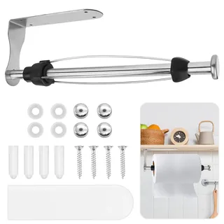 Küchenrollenhalter ohne Bohren,Küchenrollenhalter Edelstahl,Einhandbedienung Küchenrollenhaltermit Dämpfungseffekt ‎Silber,Küchenrollenhalter Wand,Halter Küchenrolle,Küchentuchhalter Rollenhalter