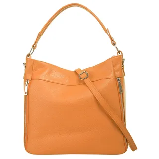 Cluty Henkeltasche CLUTY, Damen, Gr. B/H/T: 35cm x 27cm x 9cm onesize, orange, Leder, unifarben, Taschen, echt Leder, Made in Italy