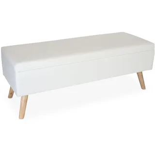 Relaxdays Sitzbank, , weiß , Holz, , Rechteckig , 110x40x40 cm, , Esszimmer, Bänke, Sitzbänke