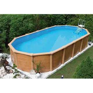Chemoform Stahlwandpool Set Supreme All In Wood 760 x 390 x 132 cm Folie Sand