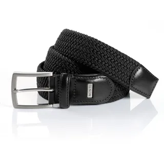 Flechtgürtel MONTI "HAMBURG", Herren, Gr. 95, schwarz (schwarz uni), Materialmix, Flechtoptik, Gürtel Flechtgürtel, 3,5 cm breit, Elastischer Flechtgürtel, Casual-Business-Sportiv