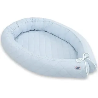 2-in-1-Babynest, Kokon, atmungsaktiver Öko-Füllball, mit gepolstertem Schlangen-Stoßfänger – Blau