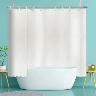 YISURE Duschvorhang 240x180cm, Extra breiter Duschvorhang Creme wasserabweisend und schimmelfrei für die heimische Badewanne, perfekt als Raumteiler, Breite 240 x Höhe 180cm