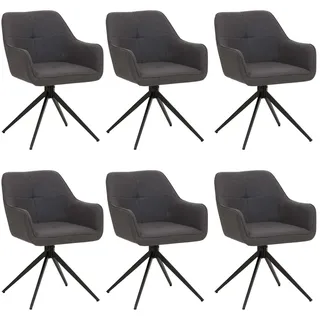 Mendler 6er-Set Esszimmerstuhl HWC-O47 Stoff/Textil grau