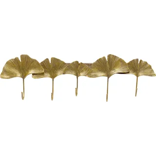 Kare Design Wandgarderobe Ginkgo Leaf, Gold, 5 Haken, Garderobenleiste, Garderobe, Garderobenhaken, Wohnaccessoire, Ginkgo Blatt Motiv, Eingangsbereich