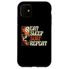 Hülle für iPhone 11 Eat Sleep Surf Repeat Surfing Surfboard Surfer Wave Surfer