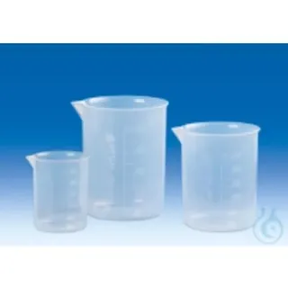 Vitlab Polypropylen Griffinbecher, Erhabene Skala, Transparent, 50ml Kapazität, 47mm Durchmesser, 60mm Höhe
