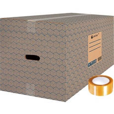 packer PRO Packung mit 10 Boxen aus Karton, sehr robust, mit Griffen und Klebeband, 600 x 400 x 400 mm