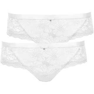 Brasilslip LISCA "2er Pack Damen Brazilian Slip Evelyn", Damen, Gr. 42, weiß, Spitze, Obermaterial: 80% Polyamid PA. 20% Elasthan EL., Unterhosen Brasilslip