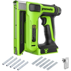 Greenworks G24CS10 Akku Tacker, 60 Stück/min für U-Typ 6-14 mm oder T-Typ 15 mm Klammern, OHNE 24V Akku & Ladegerät, 3 Jahre Garantie