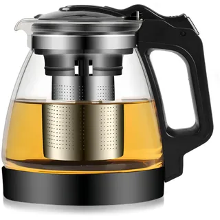 Teekanne Glas Teapot, 2000ml mit Hitzebeständigem Siebeinsatz, Klar für Tee, Blumentee und Saft