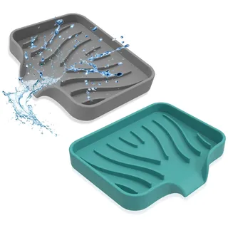 Seifenschale, 2 Stück Silikon Seifenschalen mit Selbstentleerender Drainage Rutschfreies Design Seifenhalter Seifenablage Dusche Seifendose Soap Dish for Shower Bad Küche Zähler