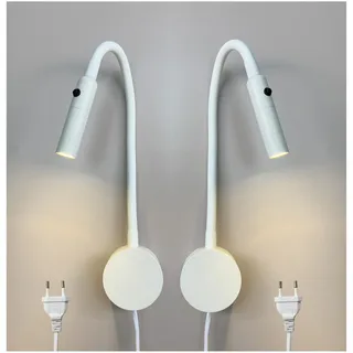 YNDD 2 Stück Leselampe Wandmontage mit Stecker, 230V Wand Bettlampe Aluminium-Schwanenhals, 3W LED Wandleselampe Leselicht Wand mit Kabel für Schlafzimmer Bett Kopfteil 3000K