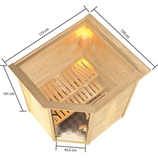 Bild von Sauna Antonia 9 kW mit ext. Strg., LED-Dachkranz