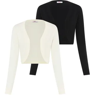 Bolero LAURA SCOTT, Damen, Gr. 48/50, schwarz, weiß, Feinstrick, Obermaterial: 70% Viskose, 30% Polyamid, unifarben, Basic, figurbetont taillenlang, tiefer V-Ausschnitt, Strickkante, Strickjacken Bolero, mit femininer, figurschmeichelnder Silhouette, Topseller