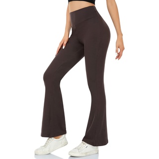 ACTINPUT Yogahose Damen Schlaghose Blickdicht Flared Leggings Bootleg Sporthose Bootcut Jogginghose Fitnesshose Jazzpants(Braun,S)