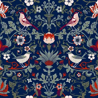 VEELIKE Vintage Tapete Blumen 44.5cm×900cm Klebefolie Blau Blumentapete Selbstklebend Fototapete Schlafzimmer Dekoration Wohnzimmer Muster Abwaschbare Küchentapeten Tropische Blätter Möbelfolie Tische