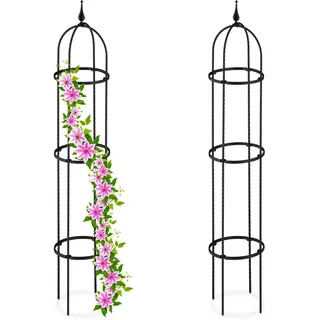 Relaxdays Obelisk Rankhilfe 130 x 25 cm Schwarz