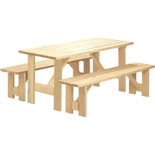 Kindergarnitur Holz ROBUSTO KID 118 cm Sitzgruppe Garten Kinder - Naturbelassen