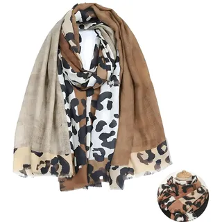 Schal Damen Winter Schal Leopardenmuster, Damen Schal mit Leopardenmuster, Warm Schals Tücher, für DamenFür Damen Mode Animal Print Baumwolle Leinen Schal Mit Fransen, 90 x 180 cm