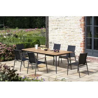 Niehoff Set Luna, Regg - Das Set besteht aus: 1 x Tisch Luna, 6 x Stapelsessel Regg.