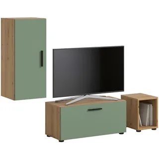 Möbel Boss xonox.home Wohnwand The One Artisan Oak Nachbildung/ Smoke Green Nachbildung B/H/T: 75x34x34 cm – Braun