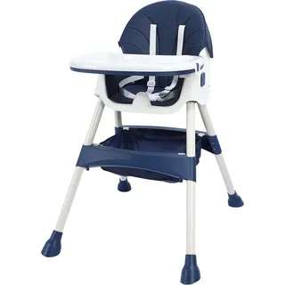 Hochstuhl Kinderhochstuhl Babystuhl Tablett Fütterungssesse Tisch Sitz Stuhl Kombihochstuhl - Dunkelblau