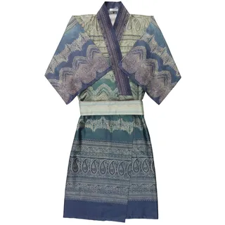 Bassetti BRUNELLESCHI Kimono aus 100% Baumwollsatin in der Farbe Grün V4, Größe: S-M - 9291747