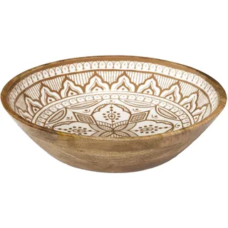 Home Deco Factory HOME DECO FACTORY, KA0570, Dune Mango Wood Terracotta Salad Bowl, Elegant and Modern Design, Ideal for Salads and Dishes, Easy Maintenance, Size 33 cm, Colors White, Brown, Orange