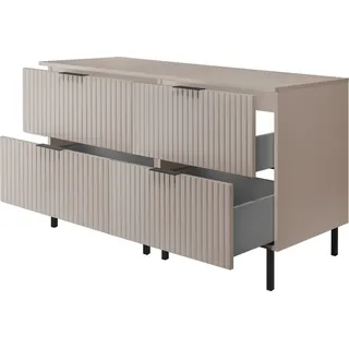 Badezimmerschrank, Kaschmir + schwarzer Griff, 120 x 77 x 46 cm - Schwarz