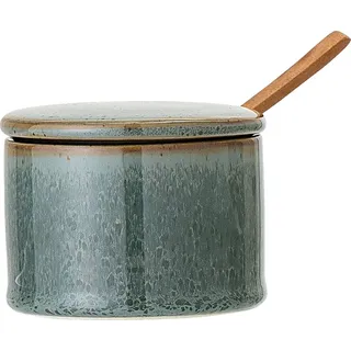 Bloomingville Salztopf mit Deckel & Löffel Pixie, grün, Keramik