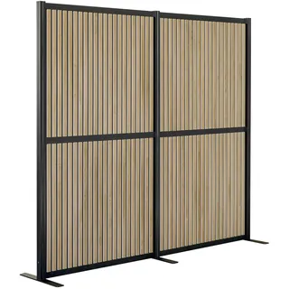 hjh OFFICE Akustik Trennwand FLEXMIUT MODUL 167x192 cm – Schallabsorbierender Raumteiler | Lärmschutz & Sichtschutz für Büro & Home Office, Braun/Schwarz