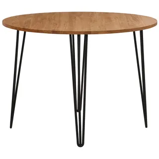 Home affaire Esstisch »Hairpin« Holztisch aus Eichenholz, mit Metallbeinen, Breite 100 cm, beige