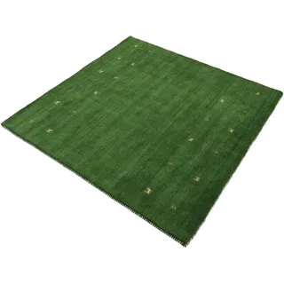 carpetfine Gabbeh Uni Wollteppich 250 x 250 cm Grün