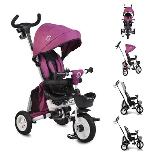 Byox Dreirad Flexy Lux 3 in 1 Tricycle, klappbar, Gummireifen, drehbarer Sitz lila - Violett
