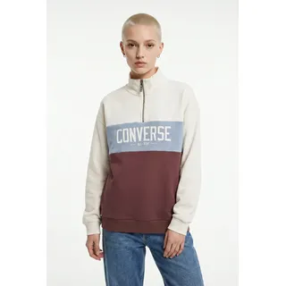 Converse Sweatshirt "WOMENS CONVERSE HALF-ZIP COLORBLOCKED PULLOVER", mit hochschließendem Kragen mit Reißverschluss, Langarm-Design, trail mixed