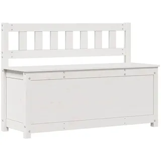 vidaXL Sitzbank mit Stauraum Truhenbank Holzbank Flurbank Truhe Bank Massivholzbank Sitztruhe Holztruhe Wohnzimmer Weiß 110x41x76,5cm Massivholz Kiefer
