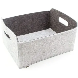 Luxflair Aufbewahrungskorb aus Filz 30 x 24 x 15 cm silber