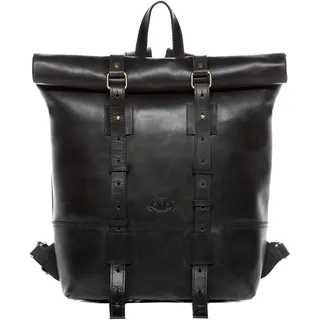 SID & VAIN Rolltop Rucksack echt Leder - 15.4 Zoll Laptop Lederrucksack CHAZ - Rucksack zum Rollen mit Laptop-Fach - Lederrucksack Herren und Damen schwarz handgefertigt