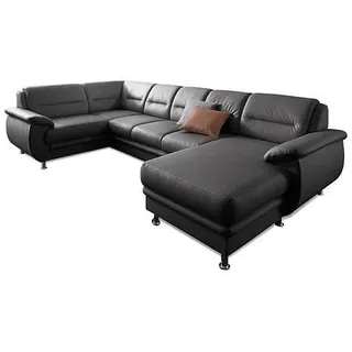 sit&more Wohnlandschaft Kunstleder U-Form 312 cm Schwarz