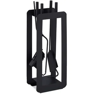 Relaxdays Kamingarnitur 5-teilig Stahl 0,56 x 0,18 m Schwarz