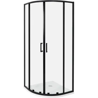Beliani Duschkabine mit Schiebetür 80 x 185 cm Schwarz/Sicherheitsglas