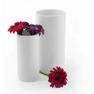 Holst Porzellan RV 020 FA2 Porzellanvase Röhre Set 2-tlg., weiß 15/20 cm