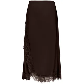 Satinrock ZERO "Satinrock mit Spitze", Damen, Gr. 38, braun (chocolate plum), Einsatz: 100% Polyester PES., Röcke Satinrock