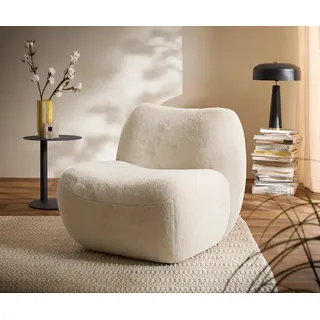 Loungesessel Zena 75x85 cm Plüsch Creme-Weiß