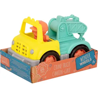 Wonder Wheels VE1043Z by Battat – Kranwagen abnehmbare Figur – Mini LKW mit beweglichem Kranarm und Haken – Klassisches Kleinkinder – Spielzeug ab 1 Jahr – Kran