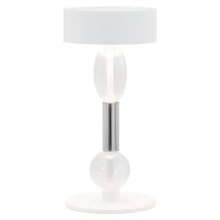 Zafferano Royal Family Wi-Fi - Wiederaufladbare LED-Tischlampe, Touch-Dimmer, 36h Akku, Weiß-Alu, Glas - Weiß