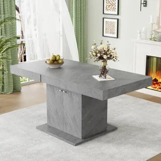 okwish Ausziehbarer Esstisch Klapptische L140/180*W80*H76cm, Freizeittisch rechteckiger für Wohnzimmer Betonoptik, Automatischer Teleskoptisch, Grau - Grau