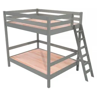 Etagenbett 2-Sitzer 160x200 für Erwachsene Treppe Holz Sylvia - Grau - Grau
