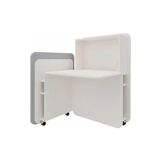 fm FLATup  Sekretär diamantweiß/ hellblau rechteckig, weiß 107,0 x 41,5 - 91,0 cm